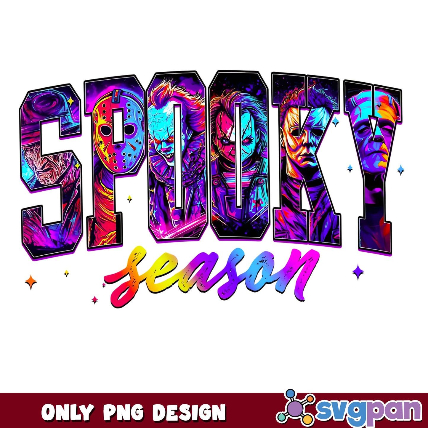 Spooky Season Horror Characters PNG, Halloween PNG, Horror Movie PNG