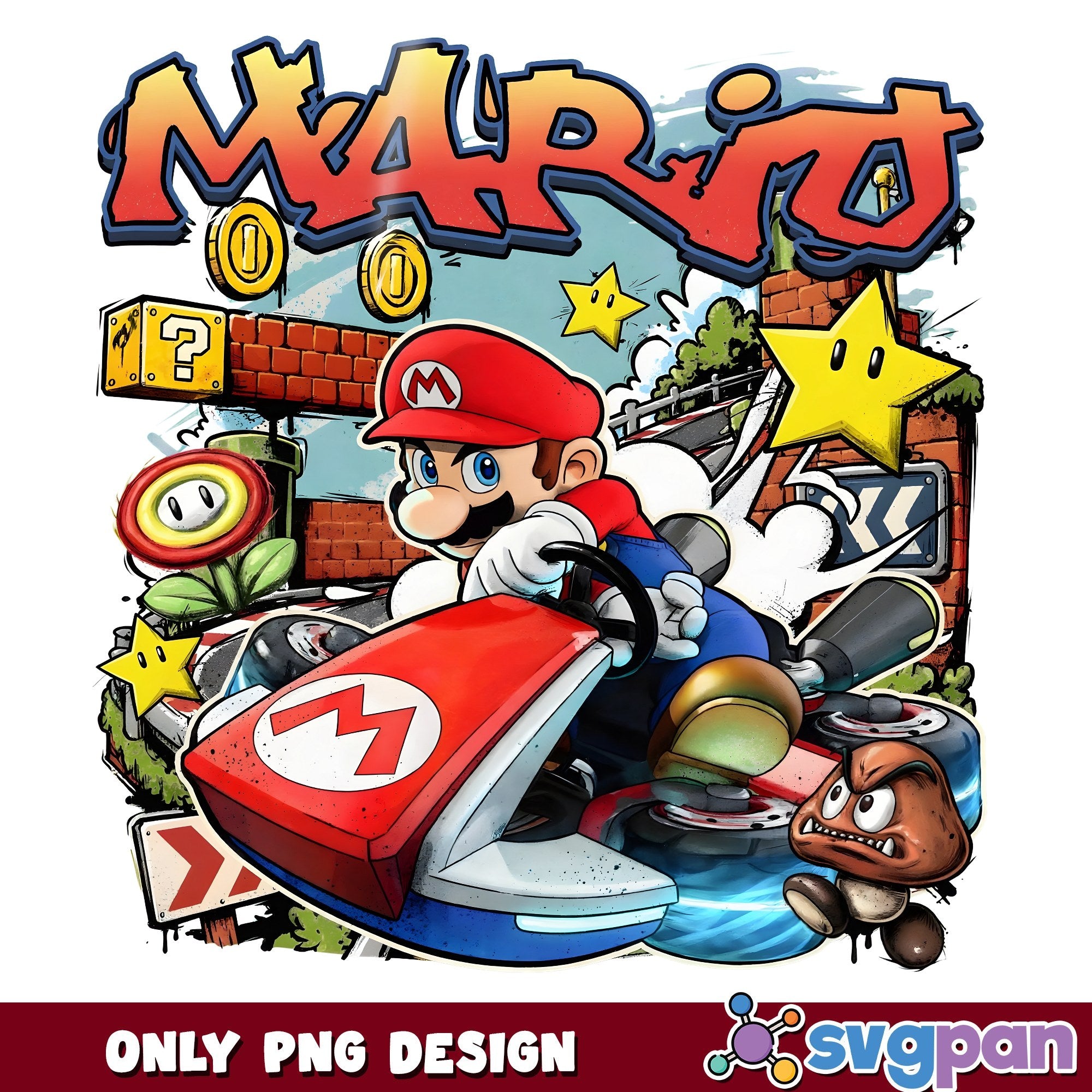Mario Graffiti Kart Racing PNG, Nintendo PNG, Street Art PNG – svgpan