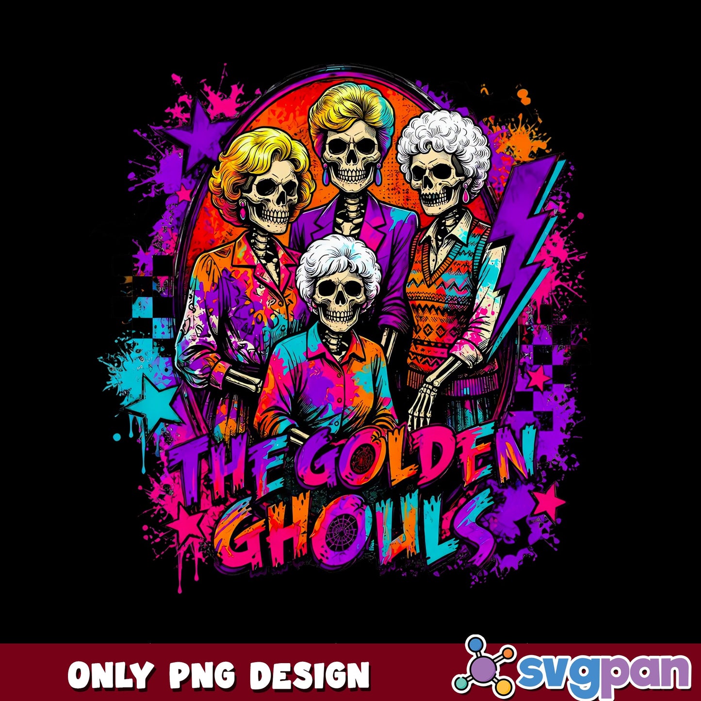 The Golden Ghouls PNG, Golden Girls Halloween, Skeleton PNG