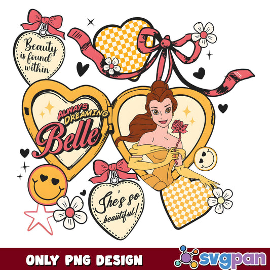 Belle Heart Locket Always Dreaming PNG, Belle PNG, Smiley PNG