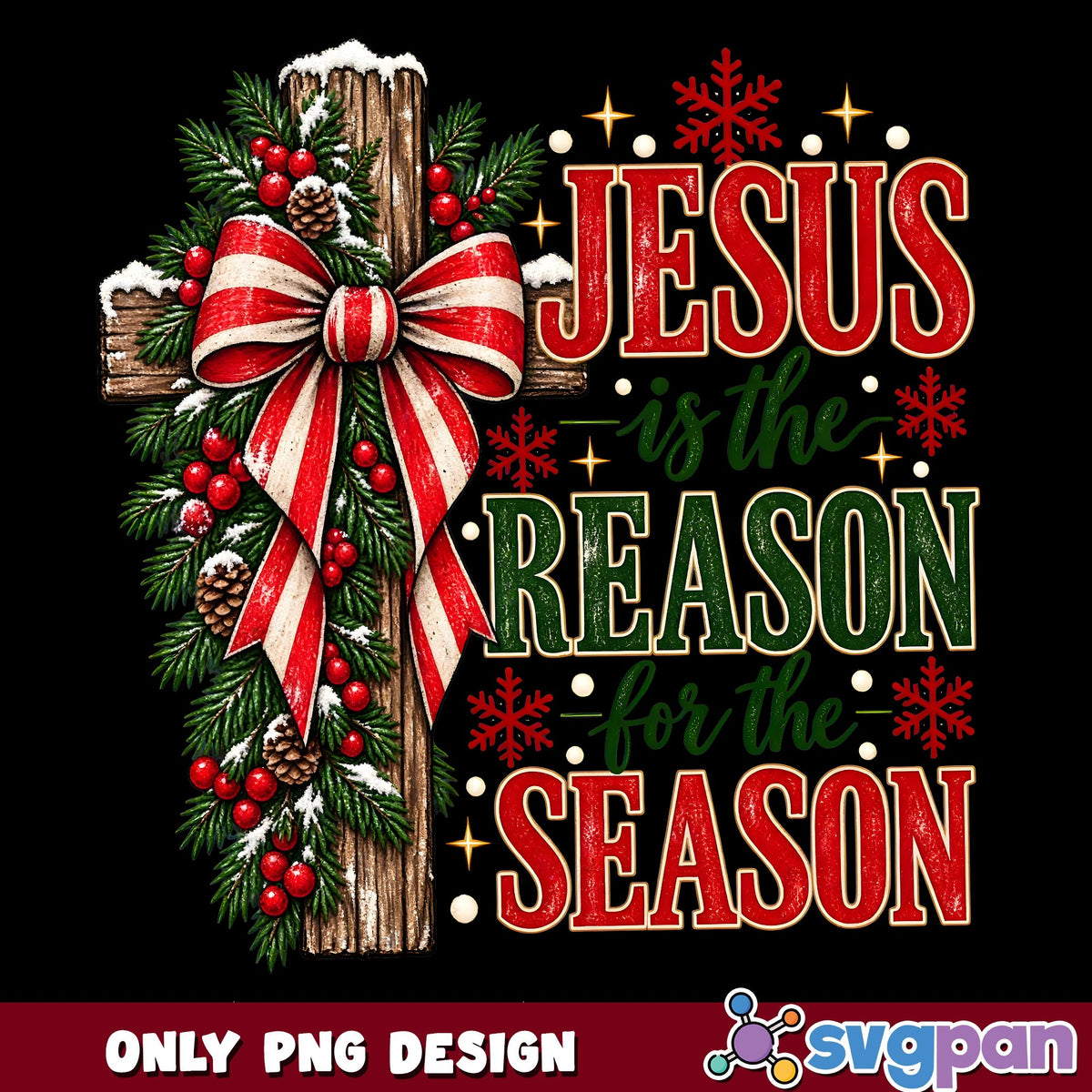Jesus Is The Reason Cross PNG, Candy Stripe Bow PNG, Wooden Cross PNG