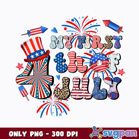 4th of July Colored Cartoon  png  