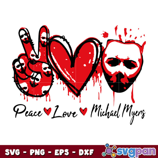 peace love michael myers horror character halloween svg