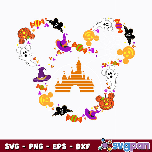 Disney Castle Halloween Svg, Mickey Halloween Svg