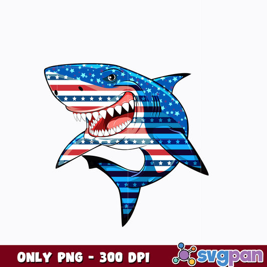 4th of july shark American png  