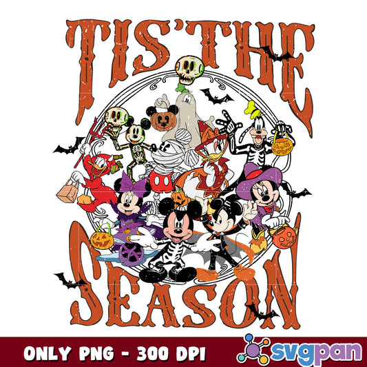  Tis the Season png, Mickey and Friends Skeleton Halloween png