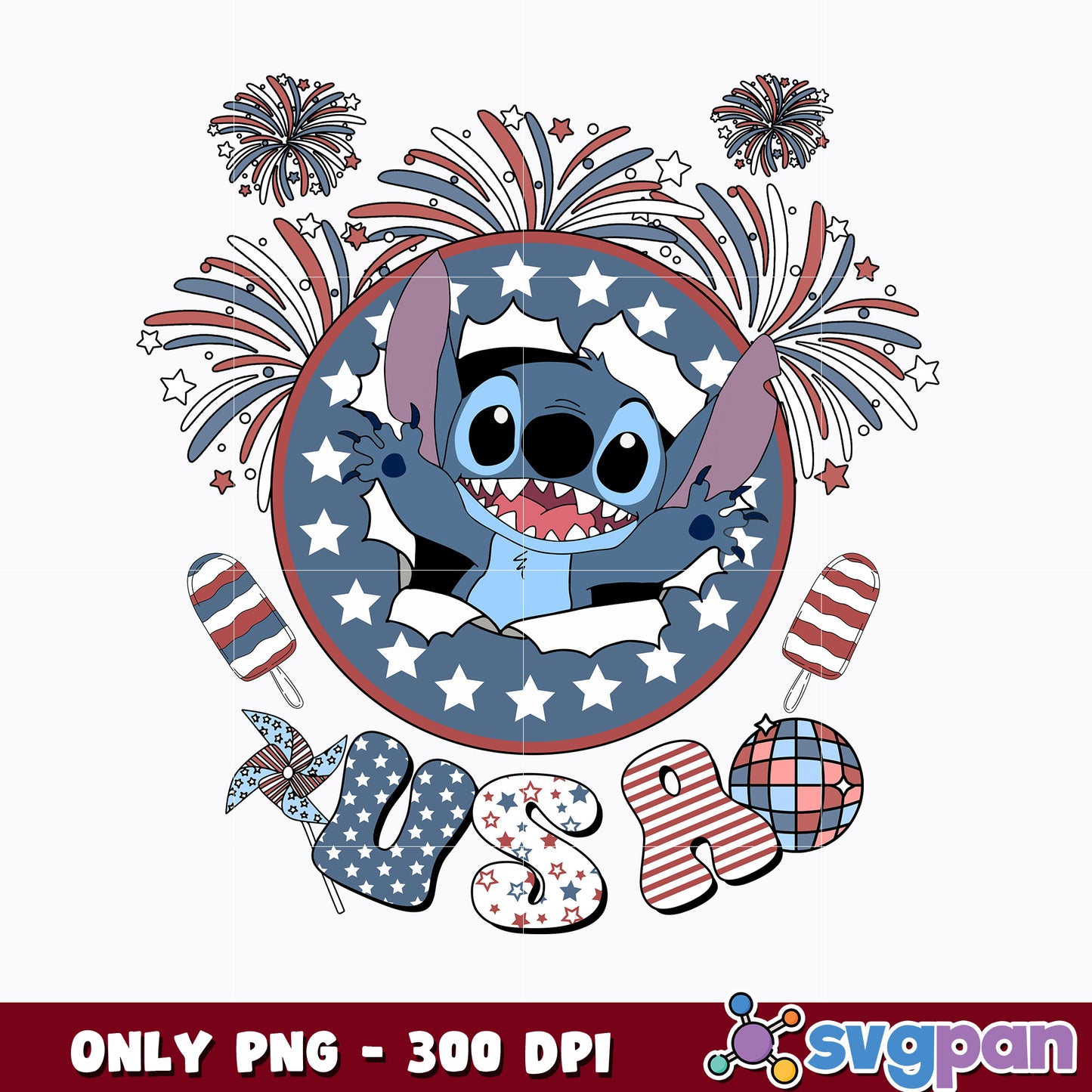 4th Of July Stitch  png 