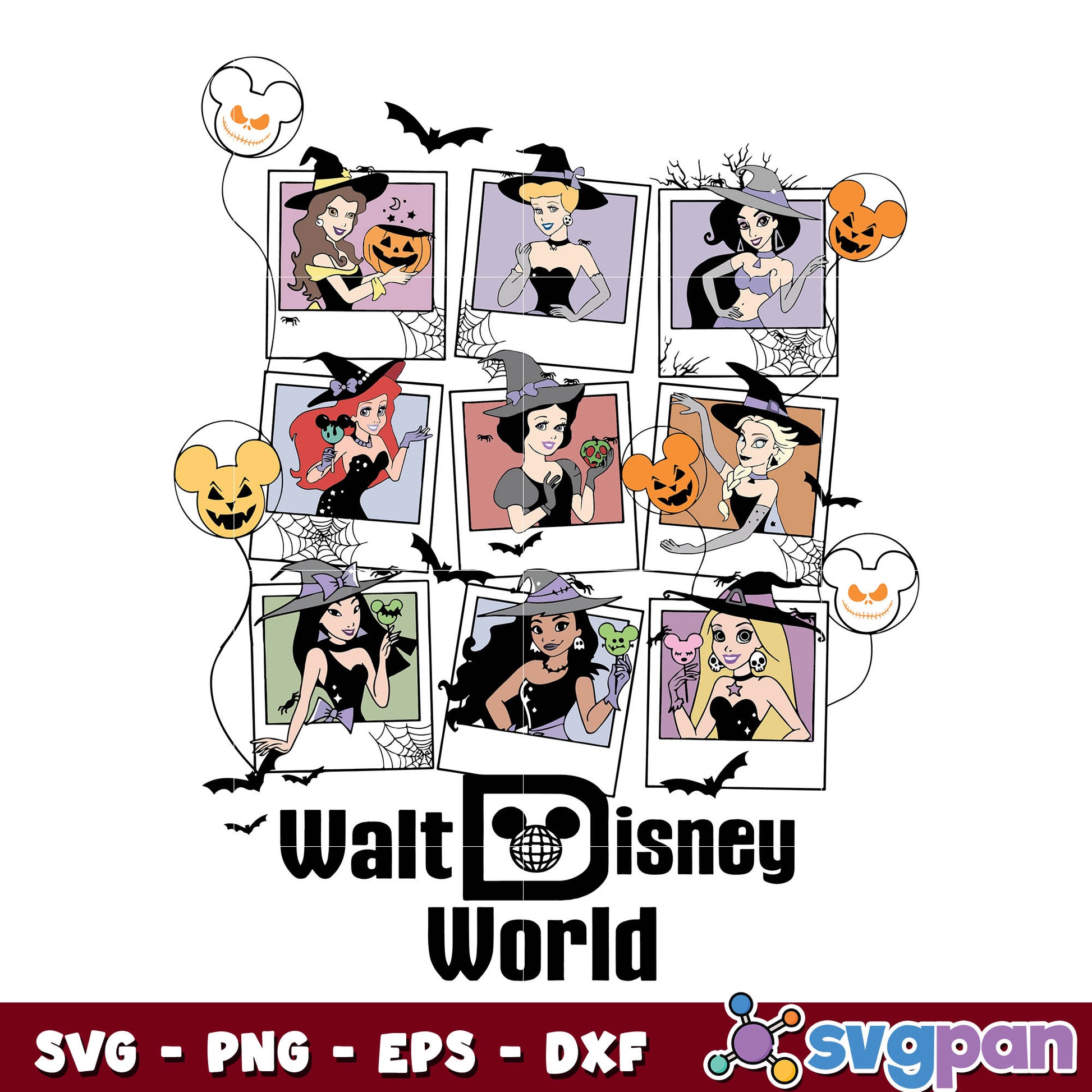 Walt disney princess halloween svg