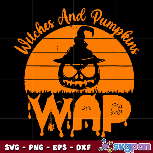 witches and pumpkins wap halloween svg