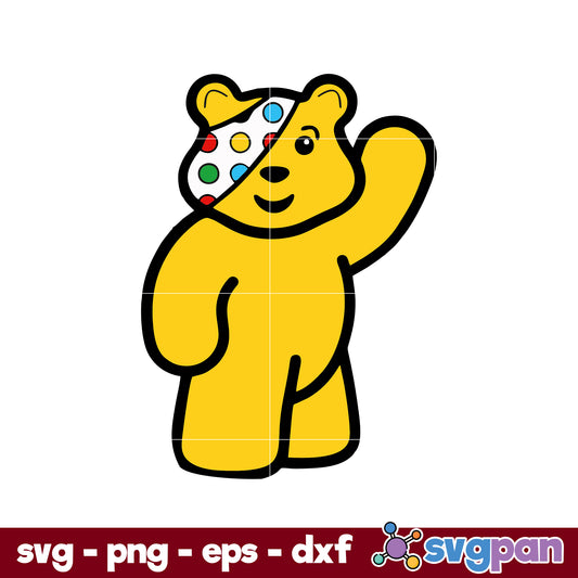 Pudsey Bear Children In Need SVG, Cartoon SVG Digital File