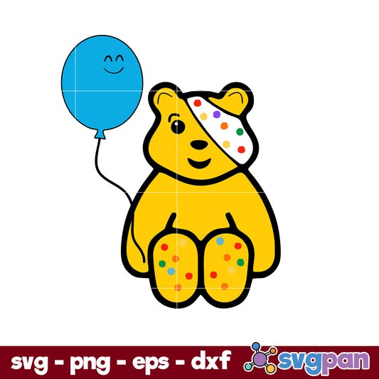 Pudsey Bear Red Nose Day Balloon SVG, Children In Need SVG