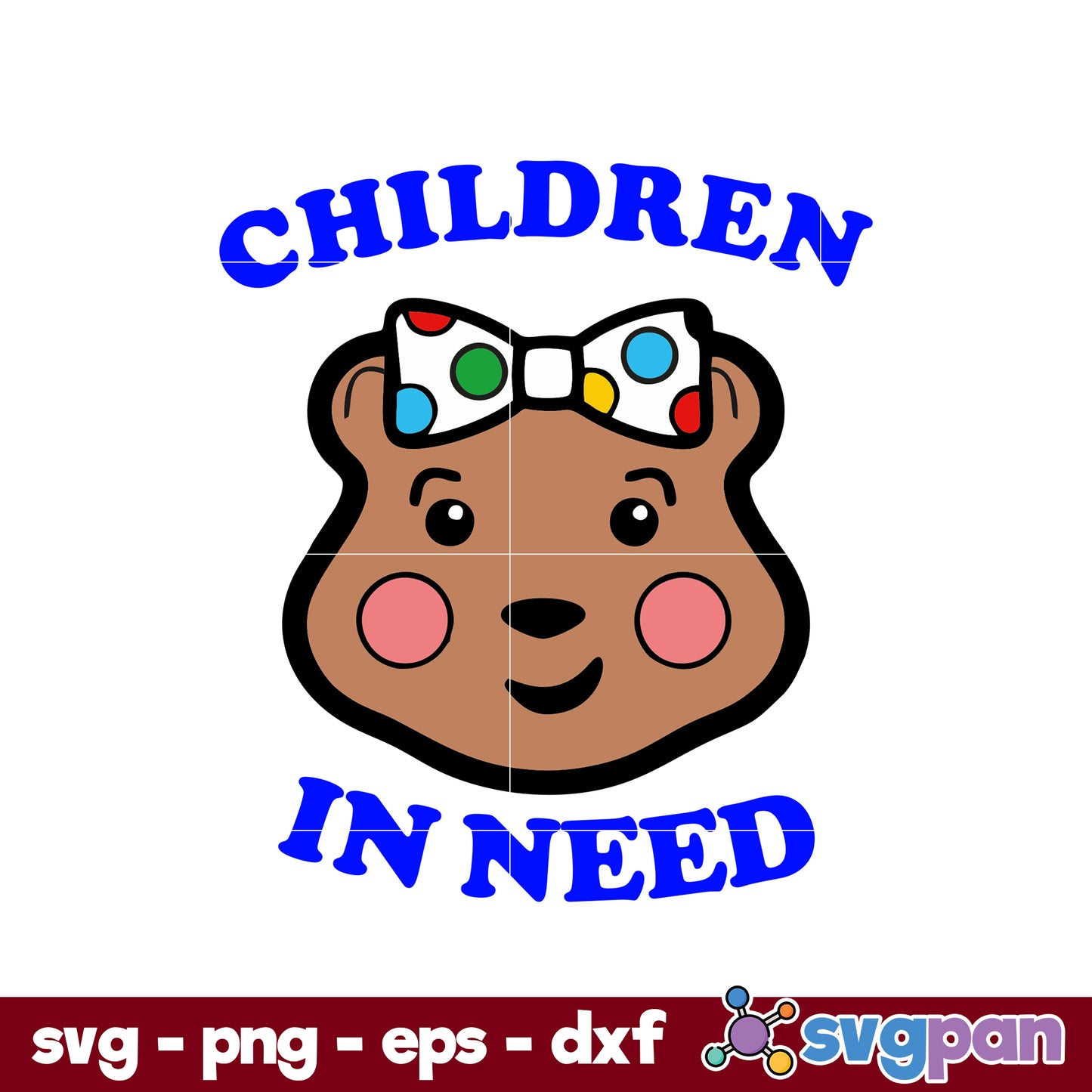 Children In Need SVG, Pudsey Bear Bow Tie SVG, Cartoon SVG