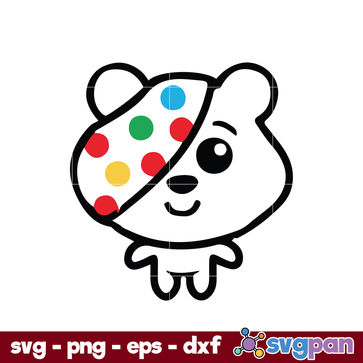 Blindfold Pudsey Bear Cute Outline SVG, Children A Need SVG – svgpan