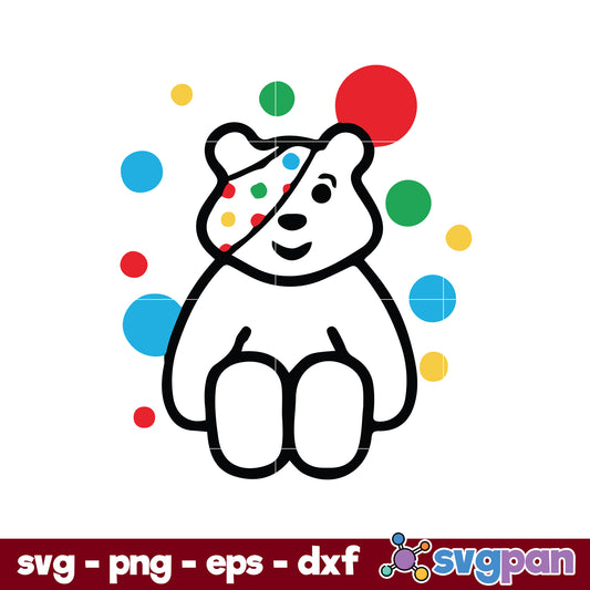 Pudsey Bear Outline SVG, Red Nose Day SVG, Cartoon SVG