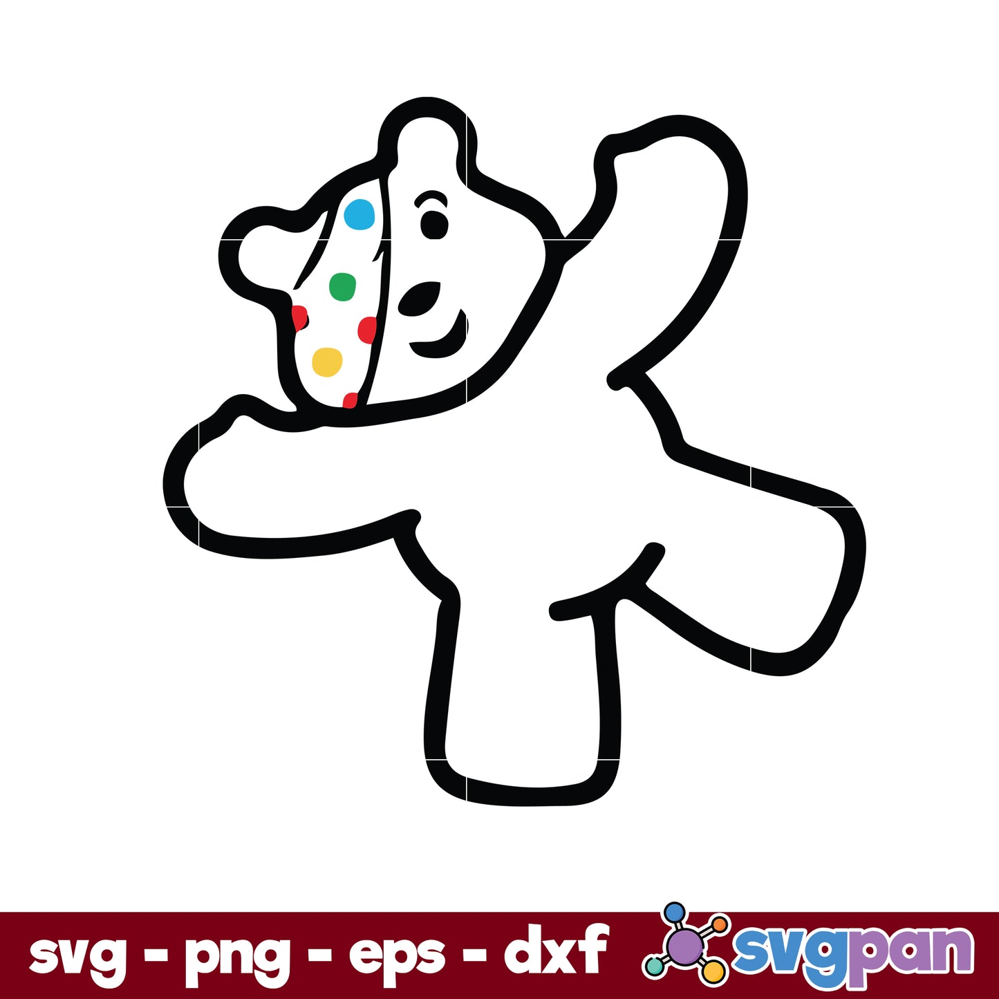 Pudsey Bear Outline SVG, Children A Need SVG PNG DXF EPS File.