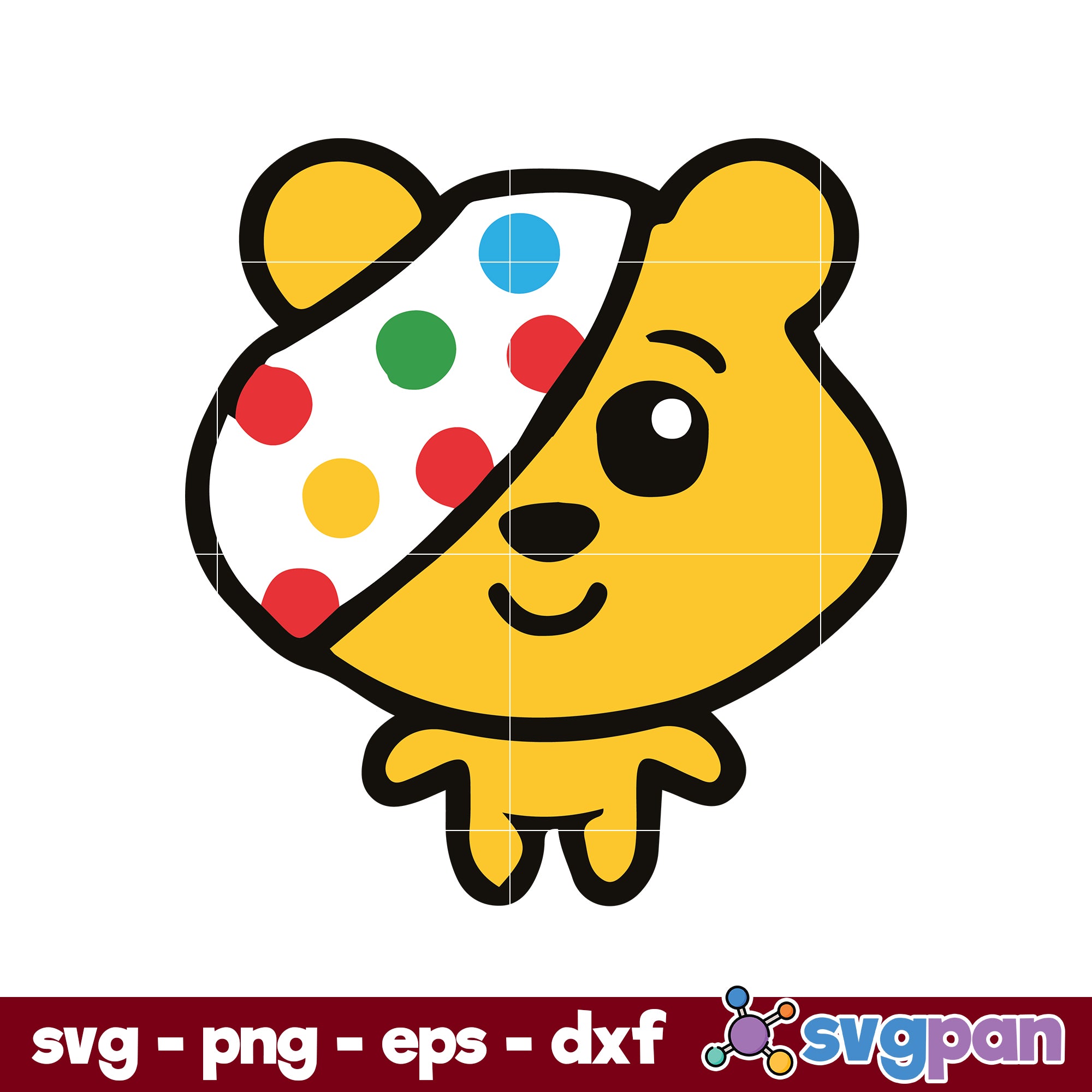 Pudsey Bear Cute SVG, Red Nose Day SVG, Cartoon SVG – svgpan