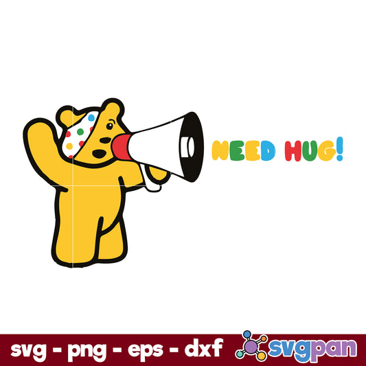 Pudsey Bear Nee Hud SVG, Children A Need SVG, Cartoon SVG