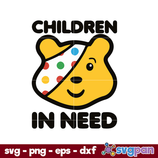 Children In Need SVG, Pudsey Bear Trending  Cartoon SVG