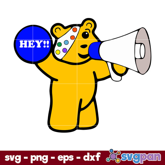 Hey !! Pudsey Bear SVG, Children In Need SVG, Cartoon SVG