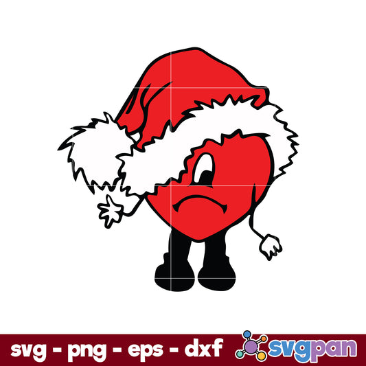 Bad Bunny Santa Hat Christmas SVG, Bad Bunny Santa Claus SVG.