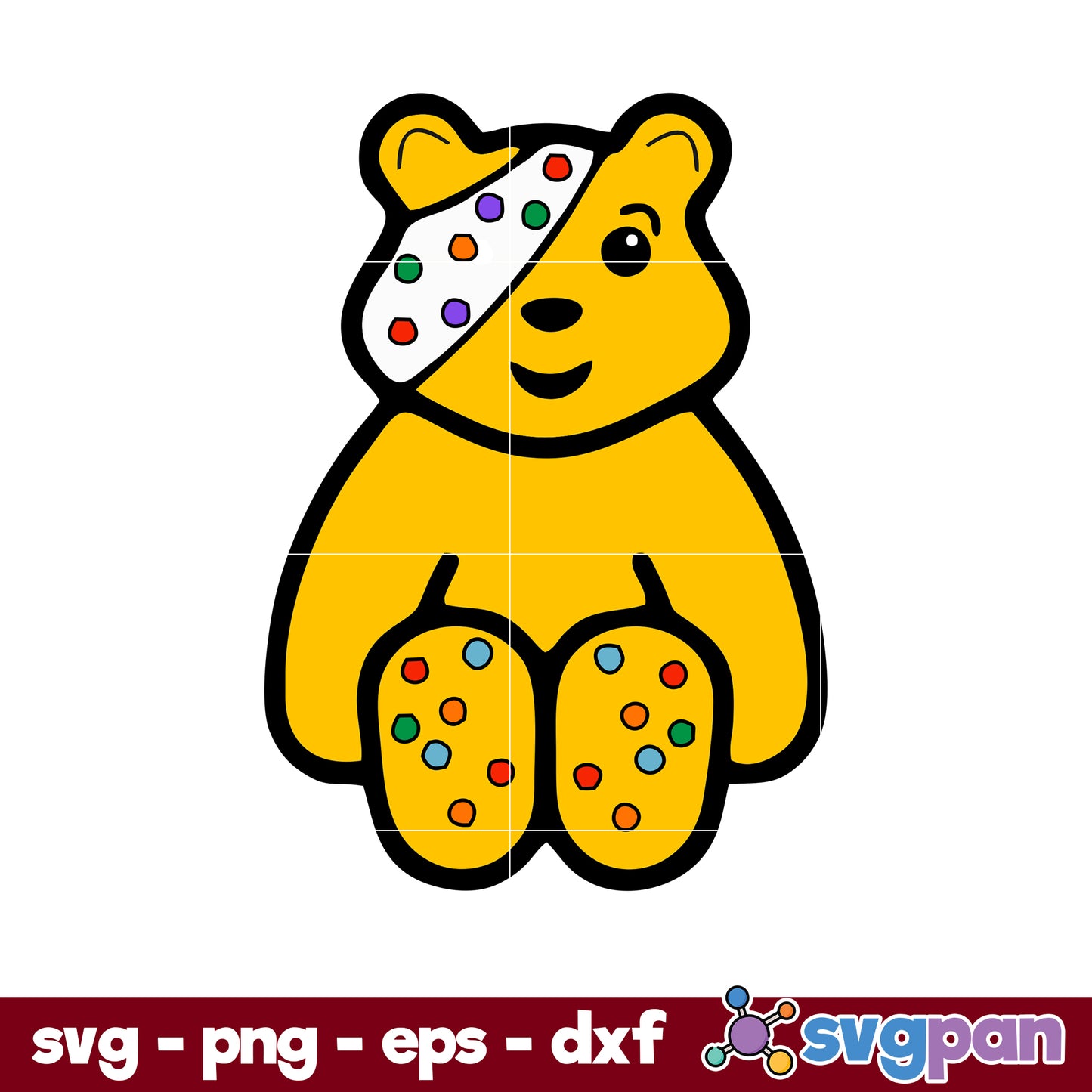 Pudsey Bear SVG, Children In Need SVG, Cartoon SVG File.