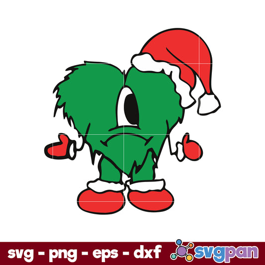 Heart Sin Ti San Ta Claus Hat SVG, Bad Bunny Christmas SVG.