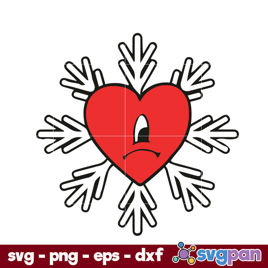 Snowflake Bad Bunny Heart Christmas SVG, Christmas SVG