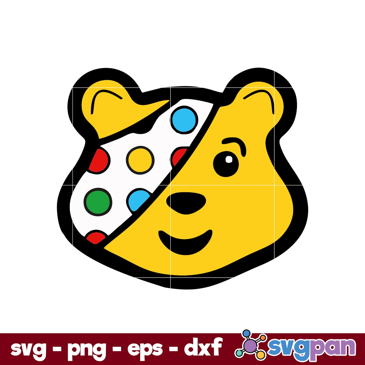 Pudsey Bear SVG, Red Nose Day SVG, Cartoon SVG