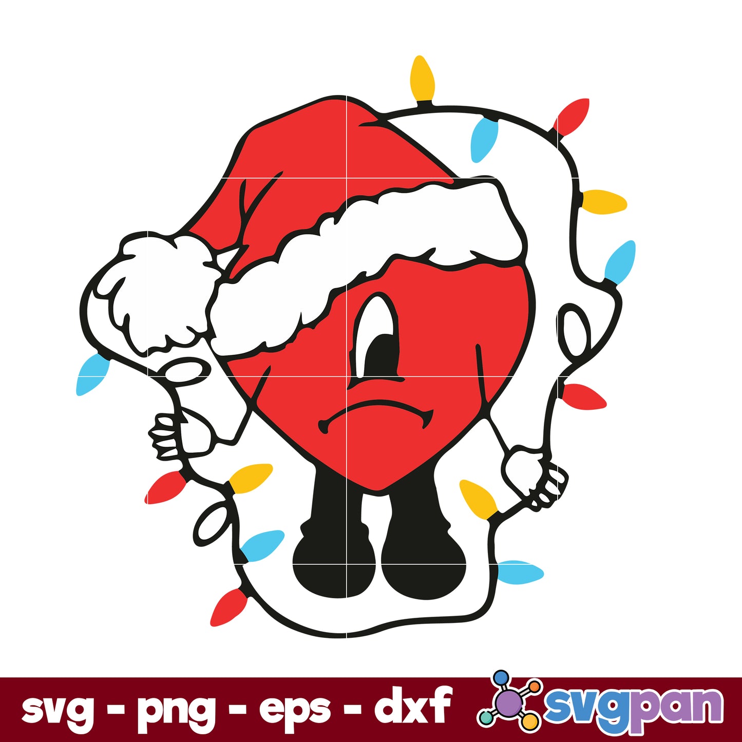 Bad Bunny Heart Lights Christmas SVG, Bad Bunny Christmas SVG.