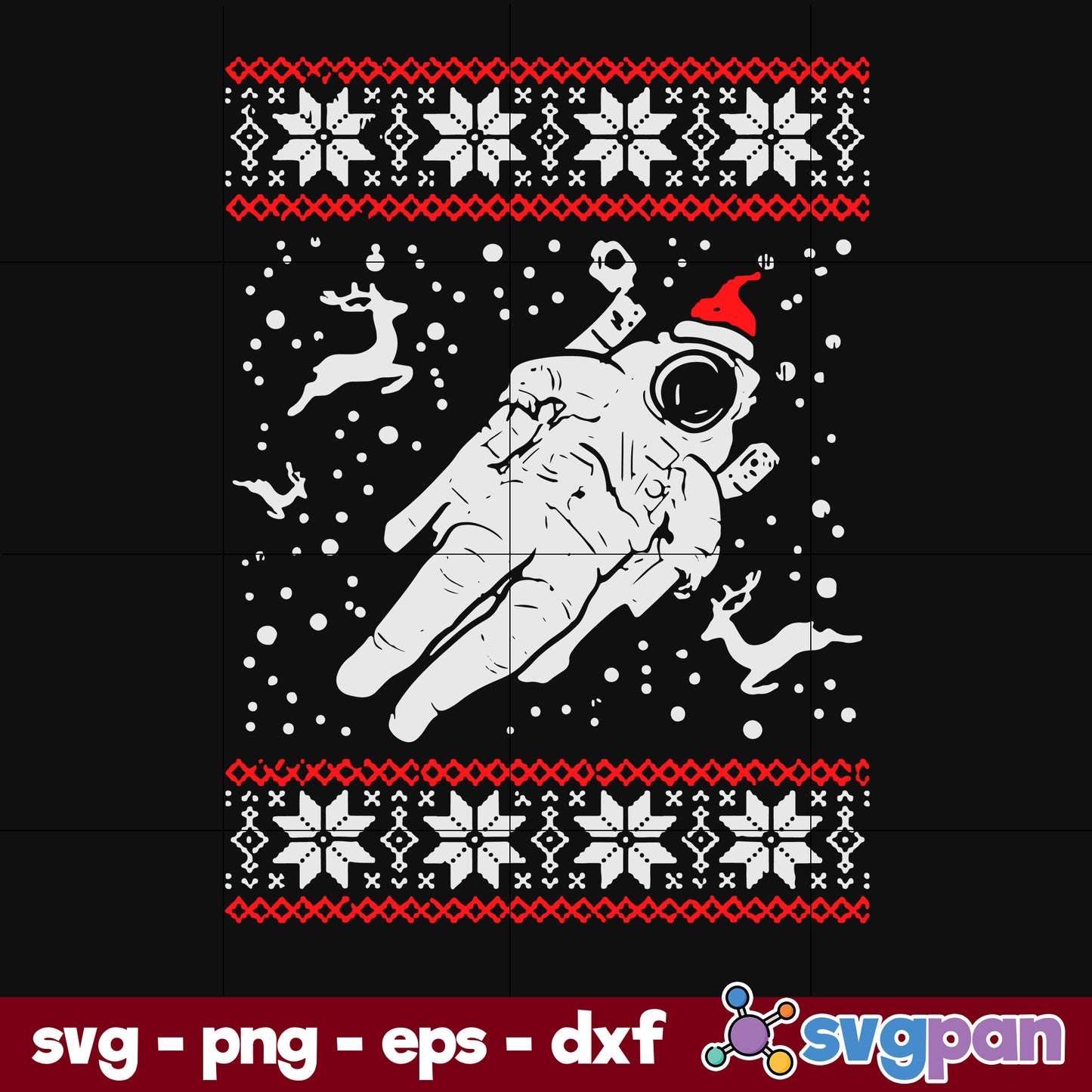 Astronaut Ugly Christmas SVG, Christmas SVG, PNG DXF EPS Digital File.