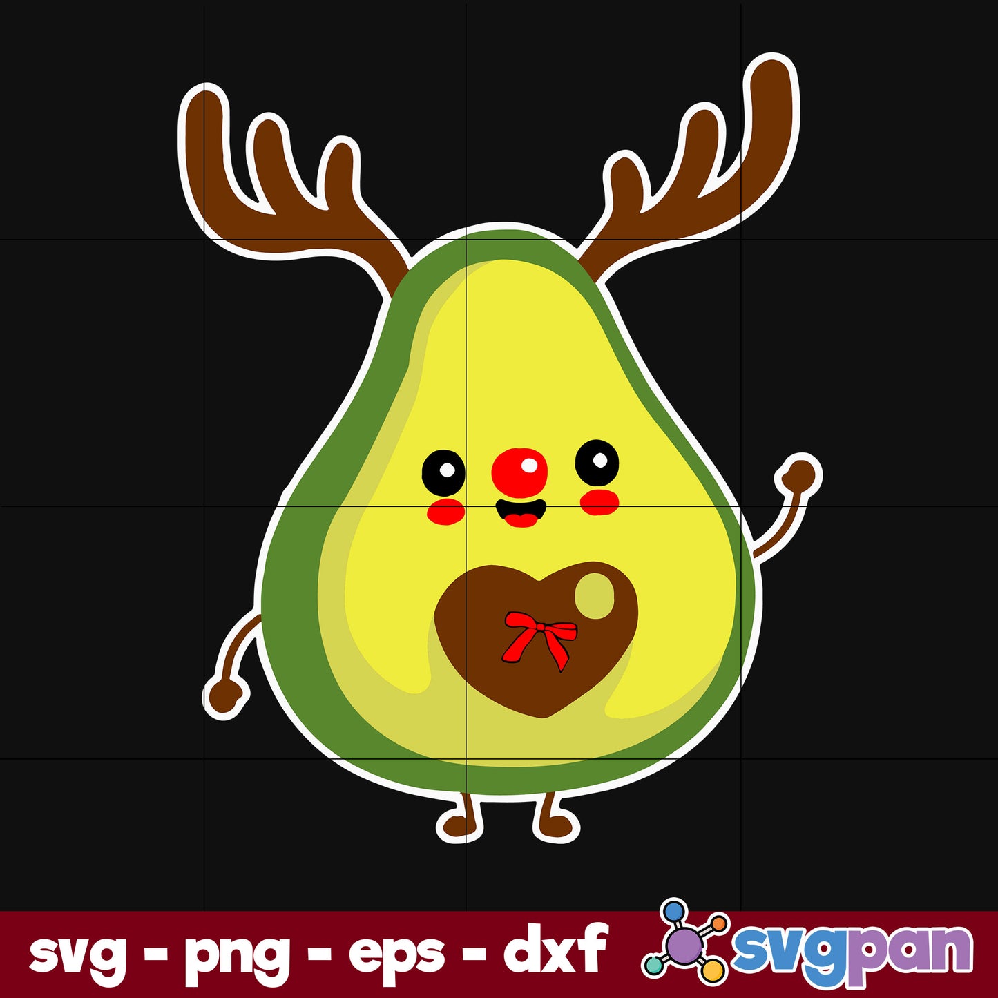 Avocado Deer Christmas SVG, Christmas SVG, PNG DXF EPS Digital File.