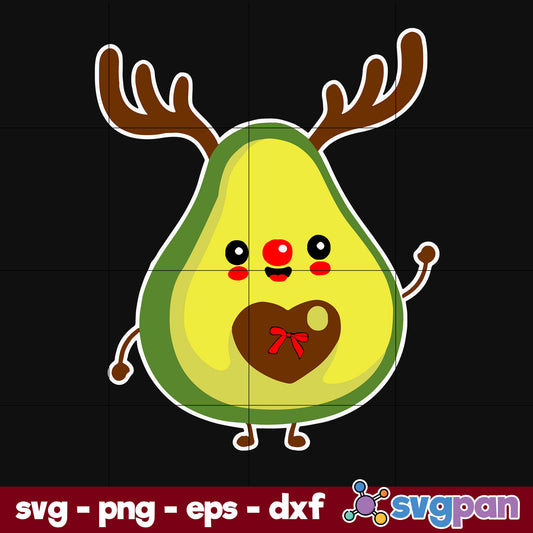 Avocado Deer Christmas SVG, Christmas SVG, PNG DXF EPS Digital File.