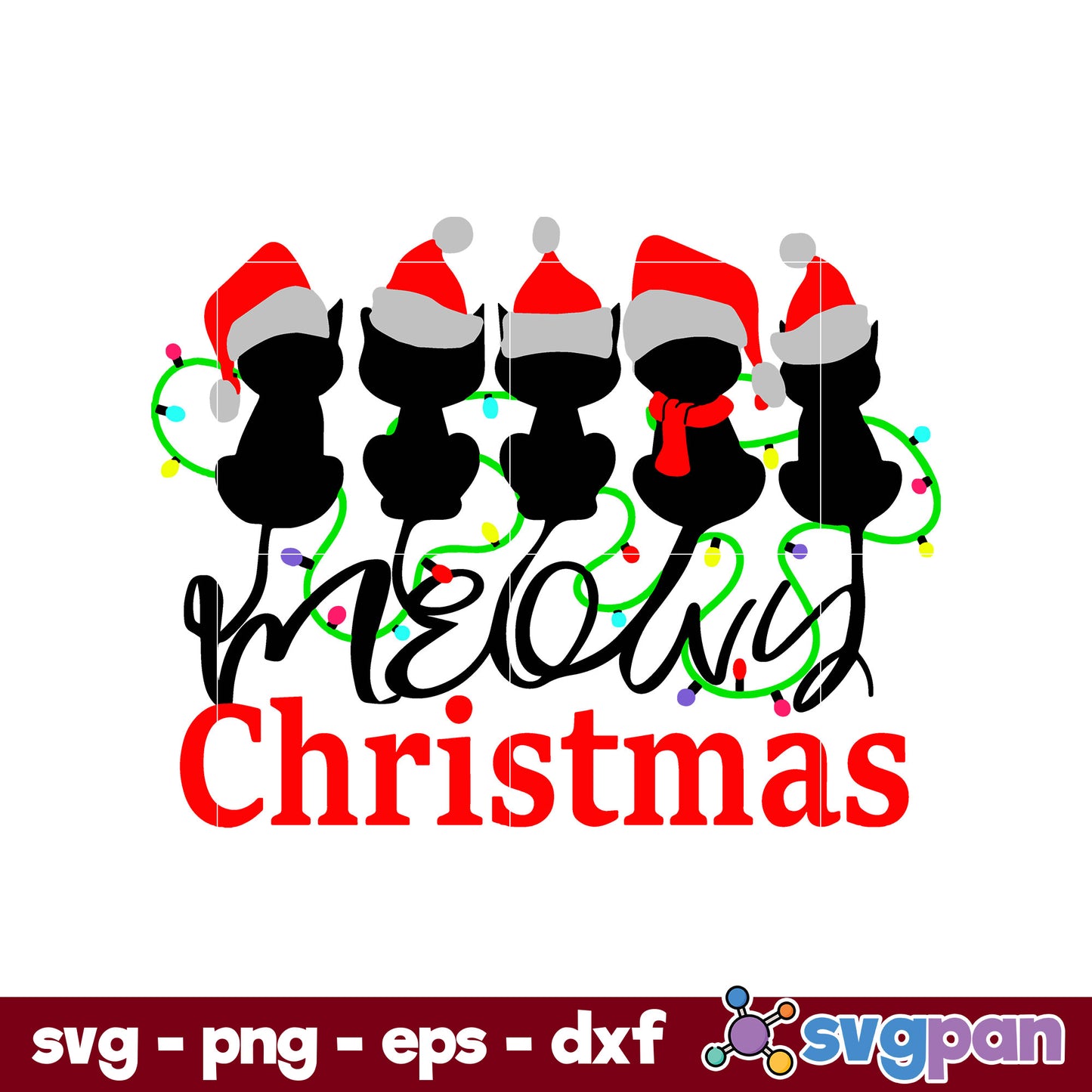 Christmas Cats Meowy SVG, Christmas SVG, PNG DXF EPS Digital File.