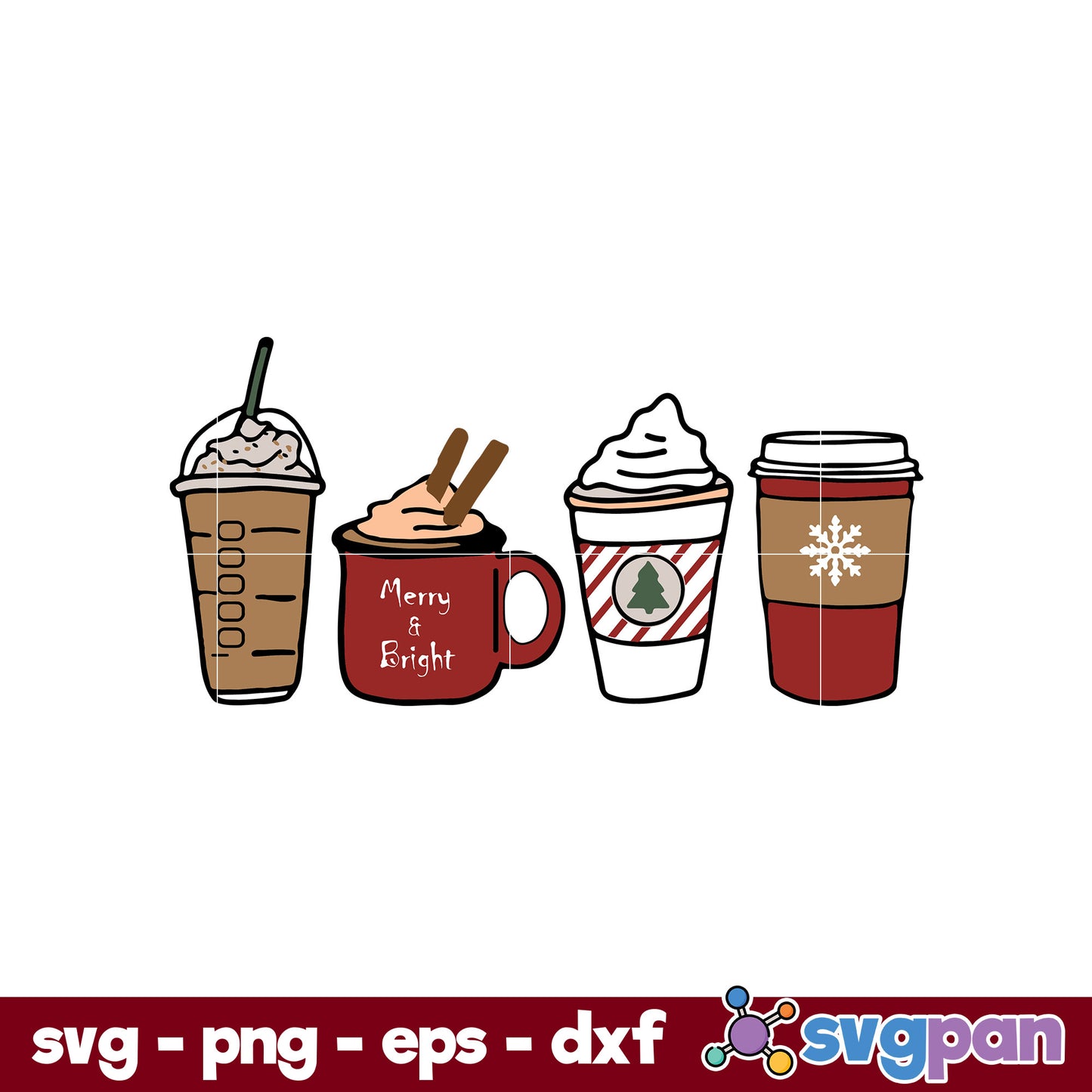 Christmas Coffee SVG, Christmas SVG, PNG DXF EPS Digital File.