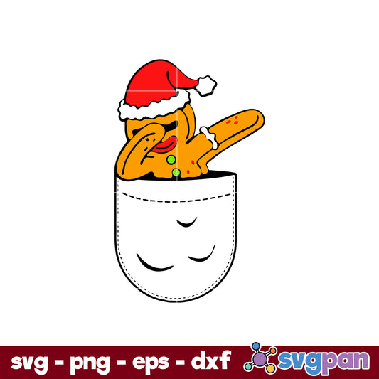 Christmas Dabbing Gingerbread Man Santa Hat SVG, Christmas SVG, PNG DXF EPS Digital File.