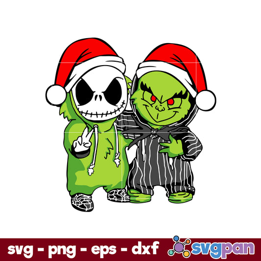 Christmas Grinch And Jack SVG, Christmas SVG, PNG DXF EPS Digital File.