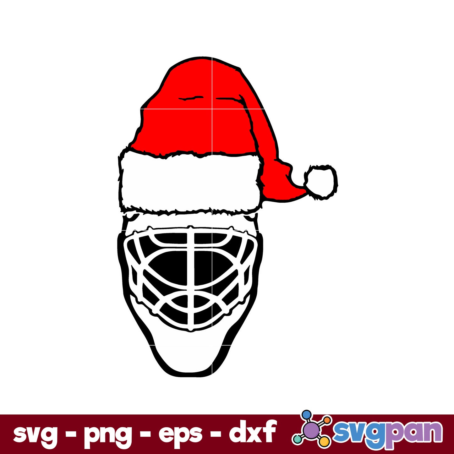 Christmas Hockey Goalie Mask Santa Hat SVG, Christmas SVG, PNG DXF EPS Digital File.