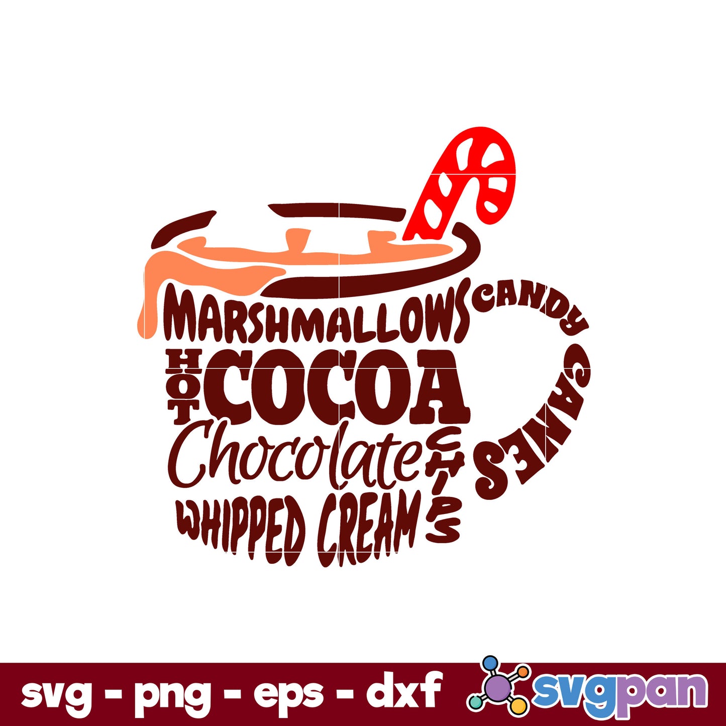 Christmas Hot Cocoa SVG, Christmas SVG, PNG DXF EPS Digital File.