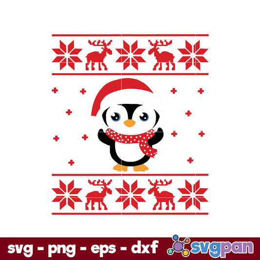 Christmas Penguin SVG, Christmas SVG, PNG DXF EPS Digital File.