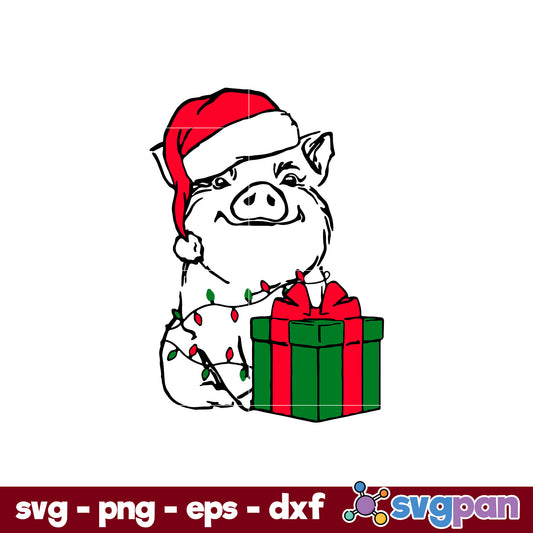 Christmas Pig SVG, Christmas SVG, PNG DXF EPS Digital File.