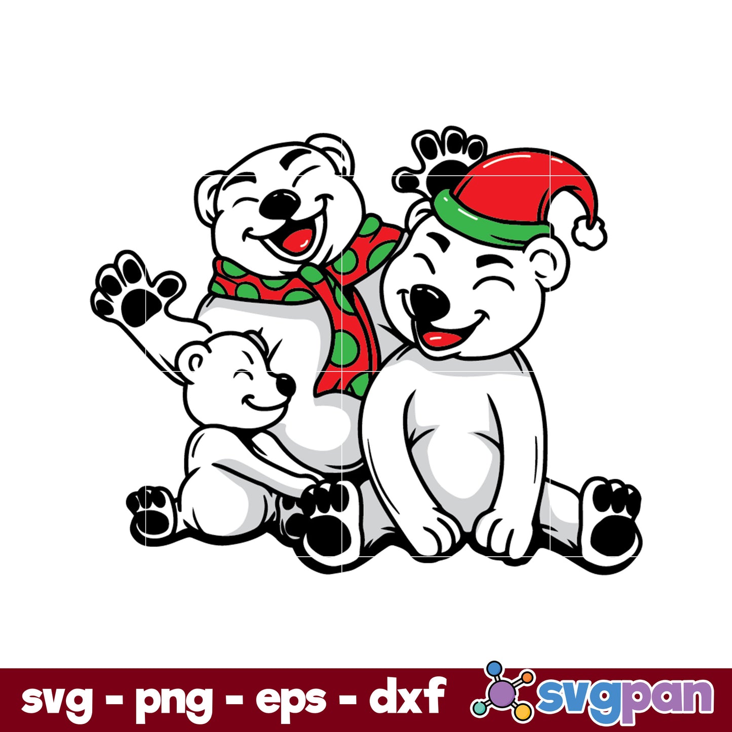 Christmas Polar Bears SVG, Christmas SVG, PNG DXF EPS Digital File.