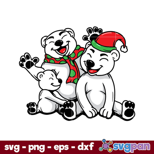 Christmas Polar Bears SVG, Christmas SVG, PNG DXF EPS Digital File.