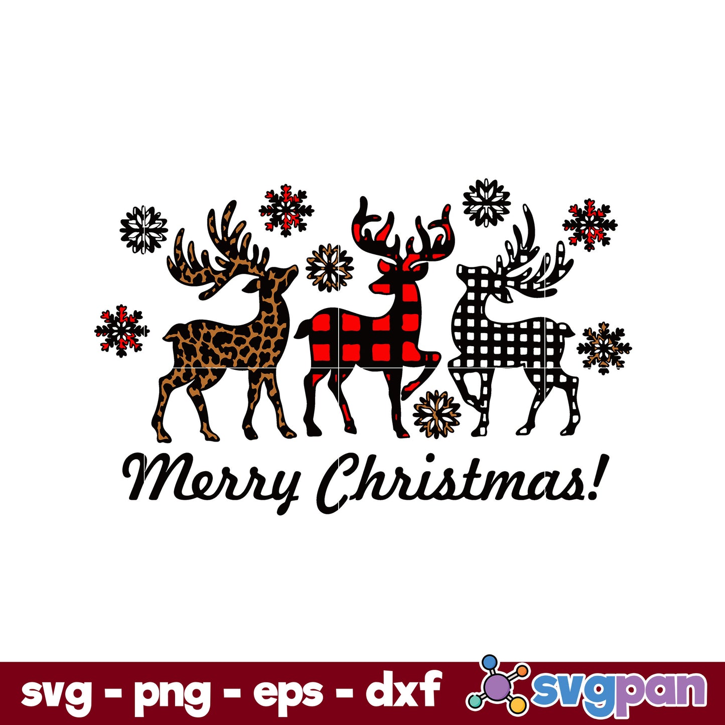 Christmas Reindeer Leopard SVG, Christmas SVG, PNG DXF EPS Digital File.