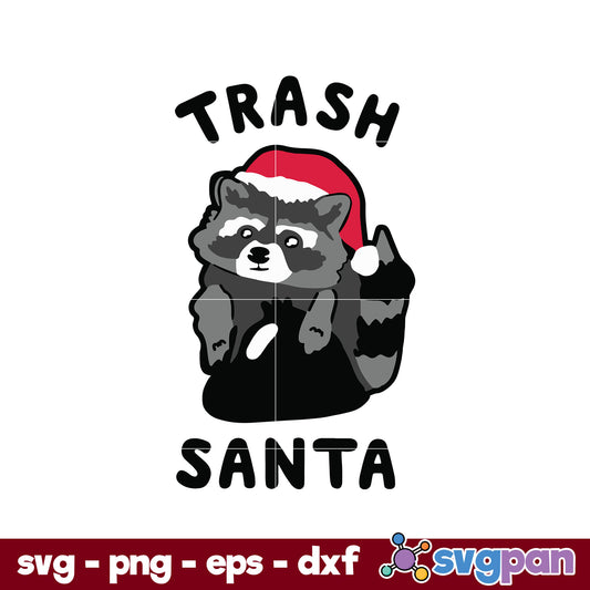 Christmas Trash Santa Claus Hat SVG, Christmas SVG, PNG DXF EPS Digital File.