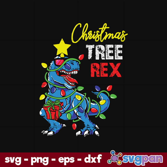 Christmas Tree Rex SVG, Christmas SVG, PNG DXF EPS Digital File.