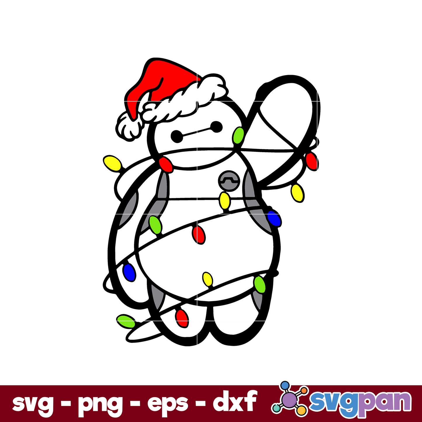 Christmas lights Snowman SVG, Christmas SVG, PNG DXF EPS Digital File.