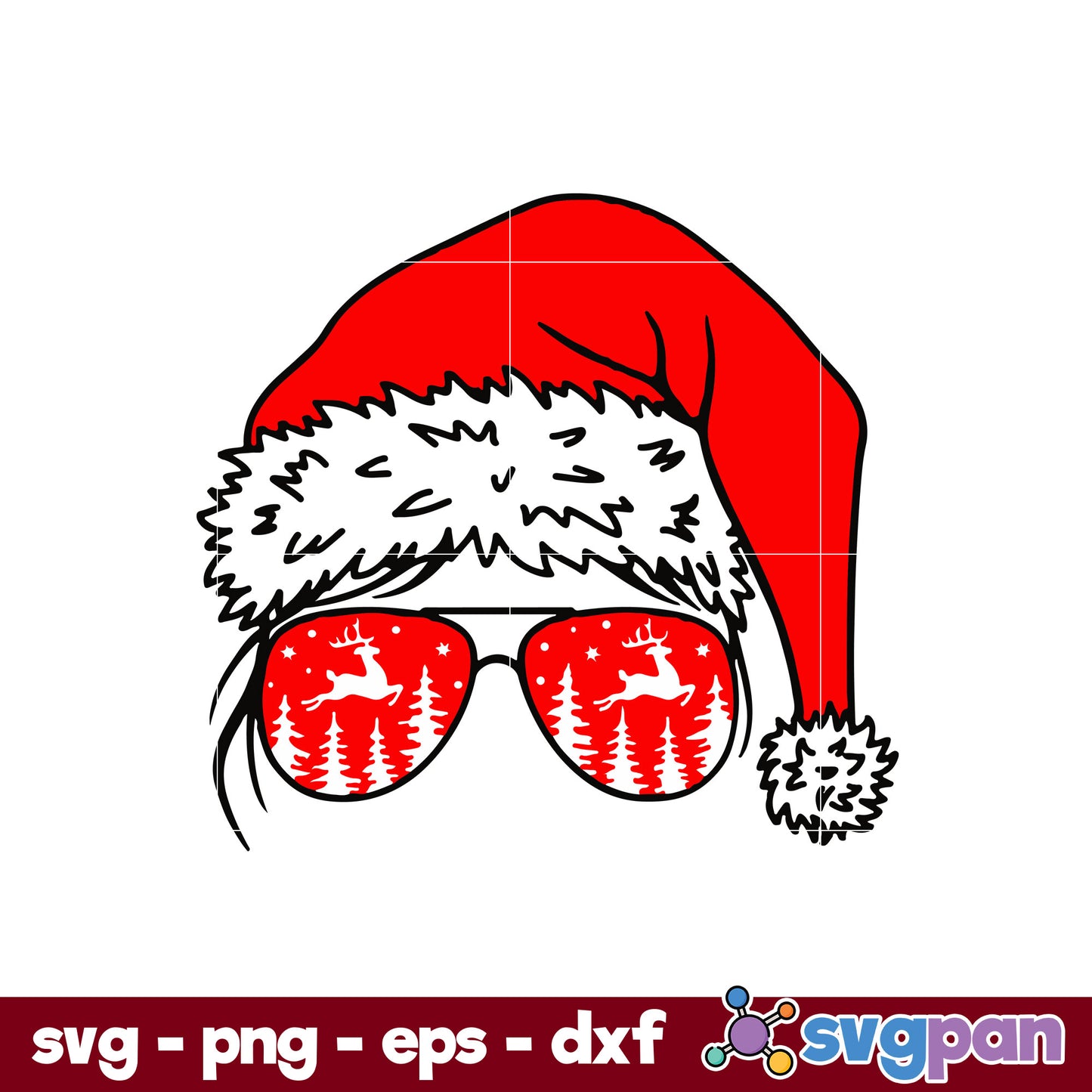 Christmas Messy Bun Santa Hat SVG, Christmas SVG, PNG DXF EPS Digital File.