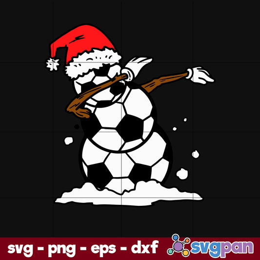 Dabbing Snowman Soccer Christmas SVG, Christmas SVG, PNG DXF EPS Digital File.