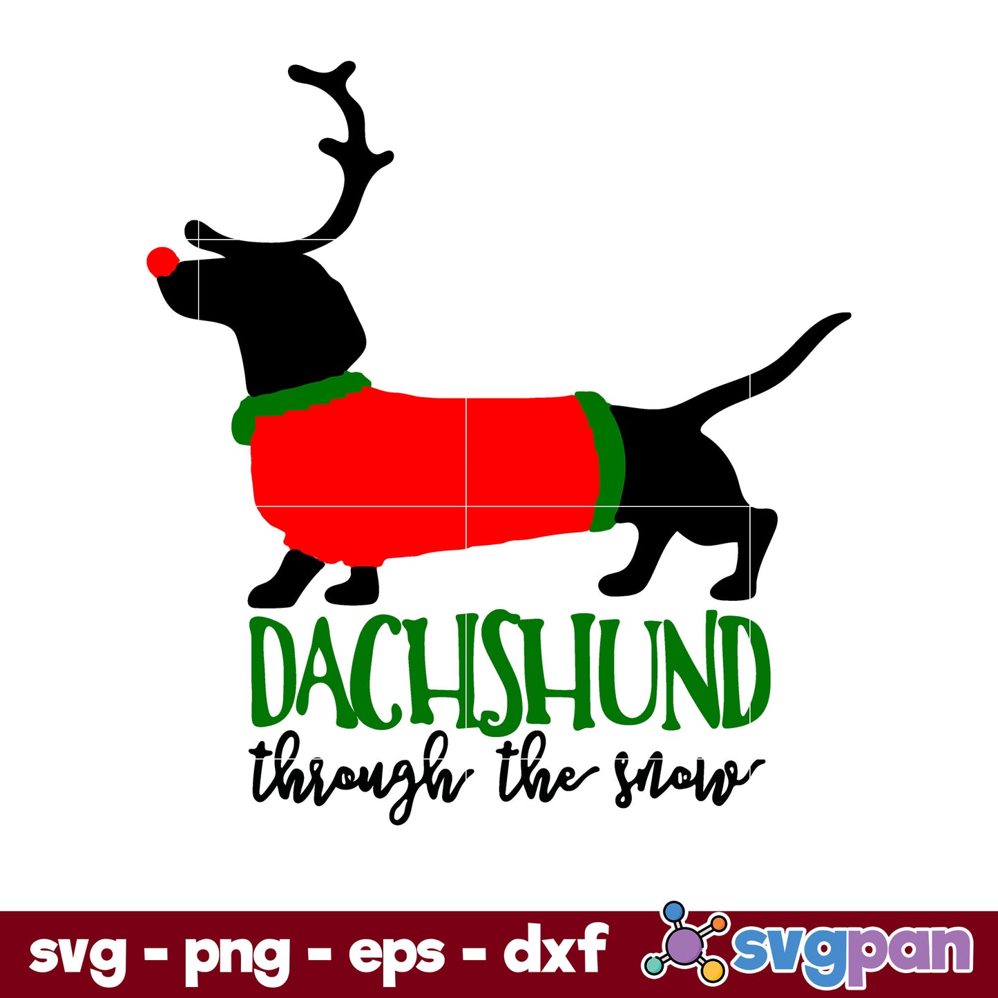 Dachshund Through The Snow SVG, Christmas SVG, PNG DXF EPS Digital File.