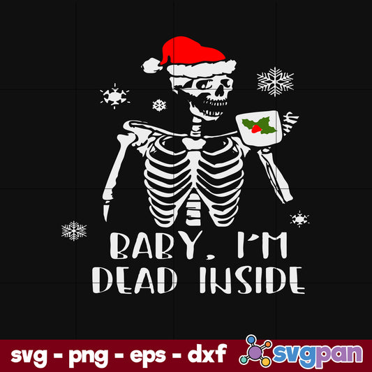 Dead The Inside Skeleton Santa Hat Mistletoe Christmas SVG, Christmas SVG, PNG DXF EPS Digital File.